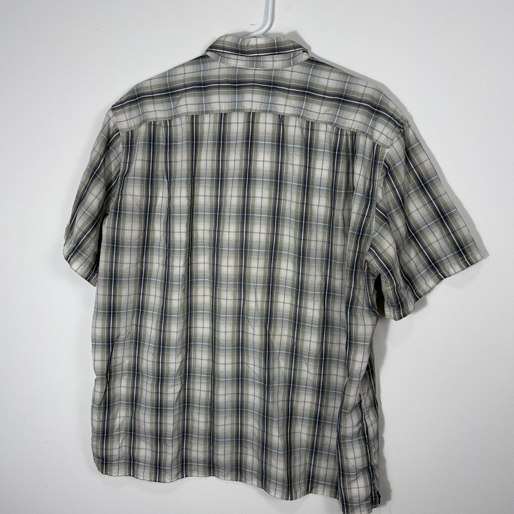 Eddie Bauer Mens XL Plaid Short Sleeve Button Down Shirt Grey Green Hiking Top - Picture 6 of 8